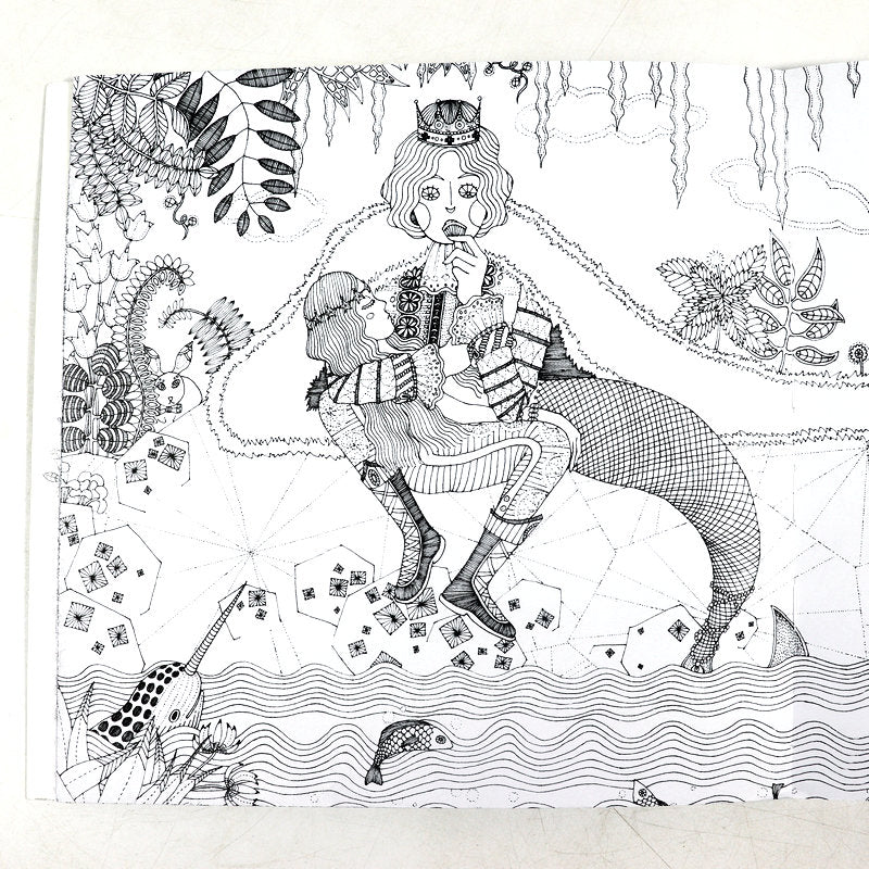 The Story of Flower & Night Watcher - A Unique Adult Coloring Book