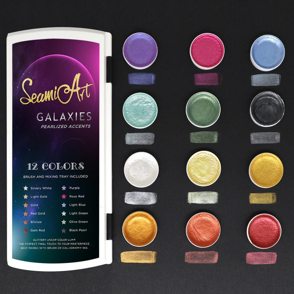 12 Watercolor Paints With Brush Set