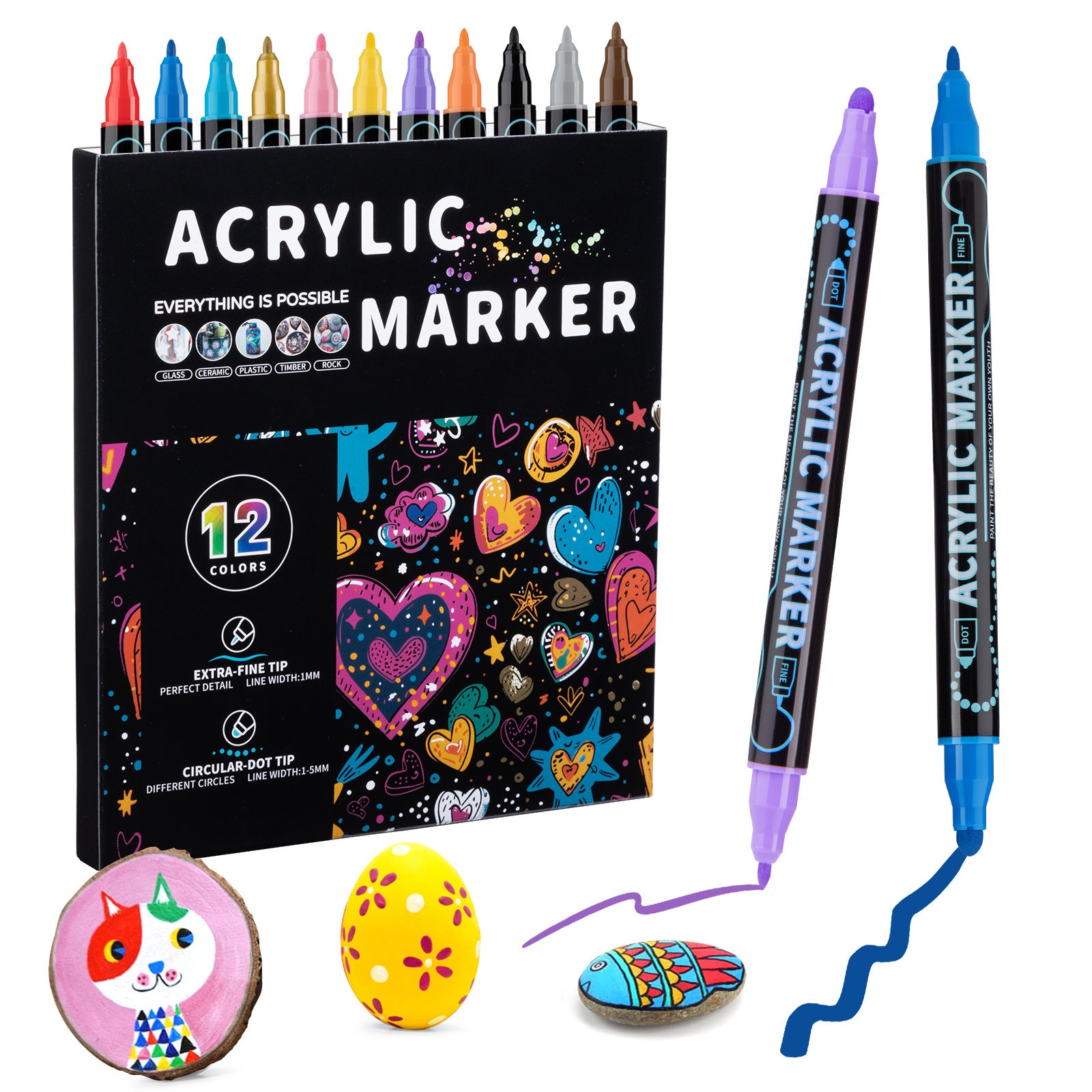 Dual-Tip Acrylic Markers --